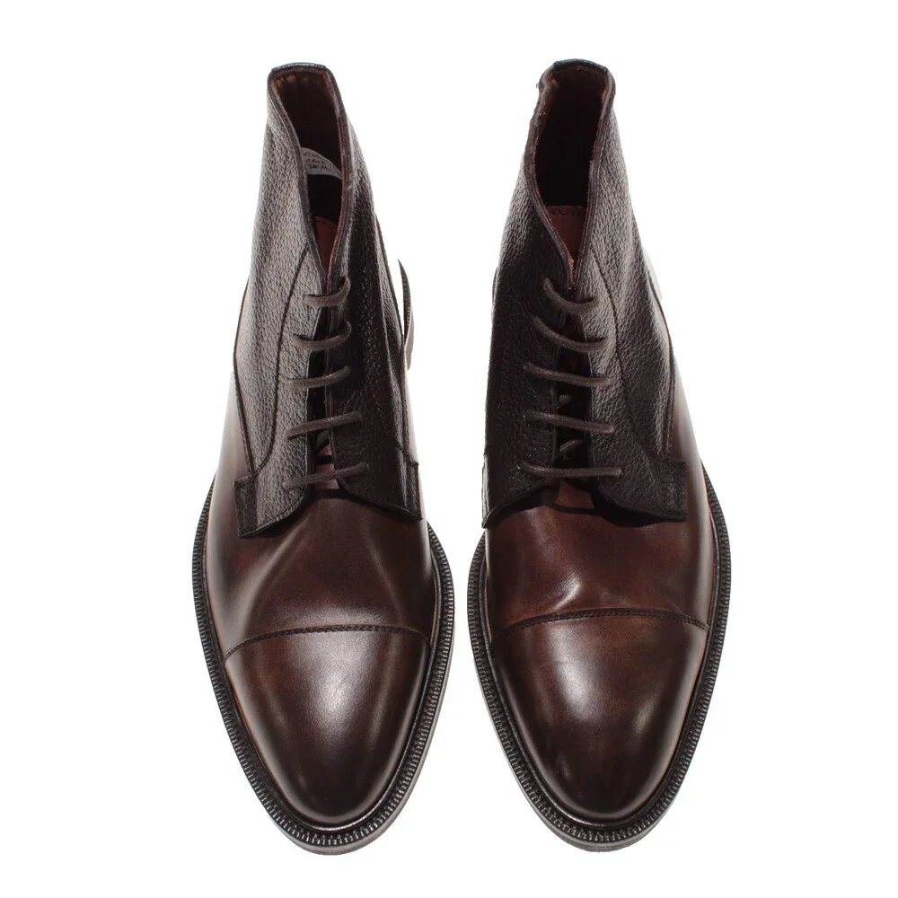 Pastori NWD Lace Up Chukka Boots Size 9 US in Brown Leather Made in Italy